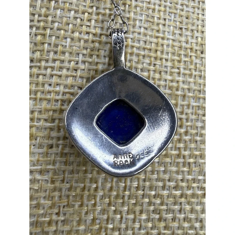 Anna Beck .925 Signed Lapis Lazuli Pendant Necklace Sterling Silver